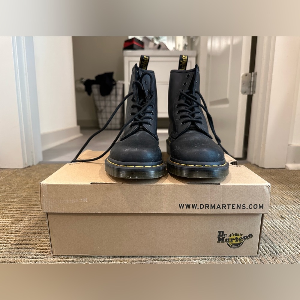 Black Dr. Martins with yellow stitch, only worn twice